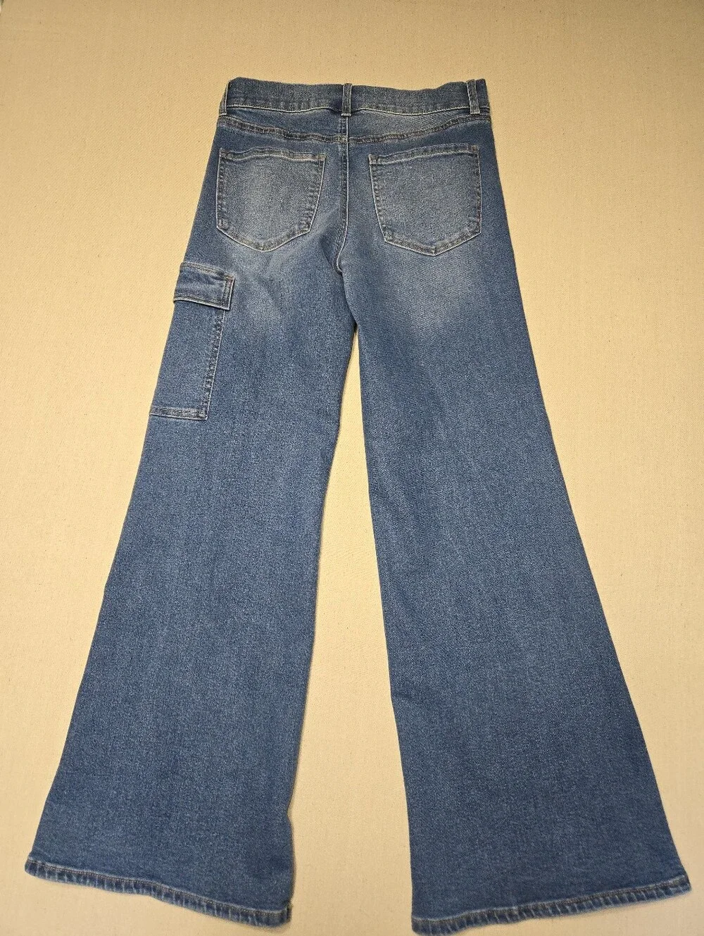Sofia Women's Blue Flared Cargo Pocket Jeans